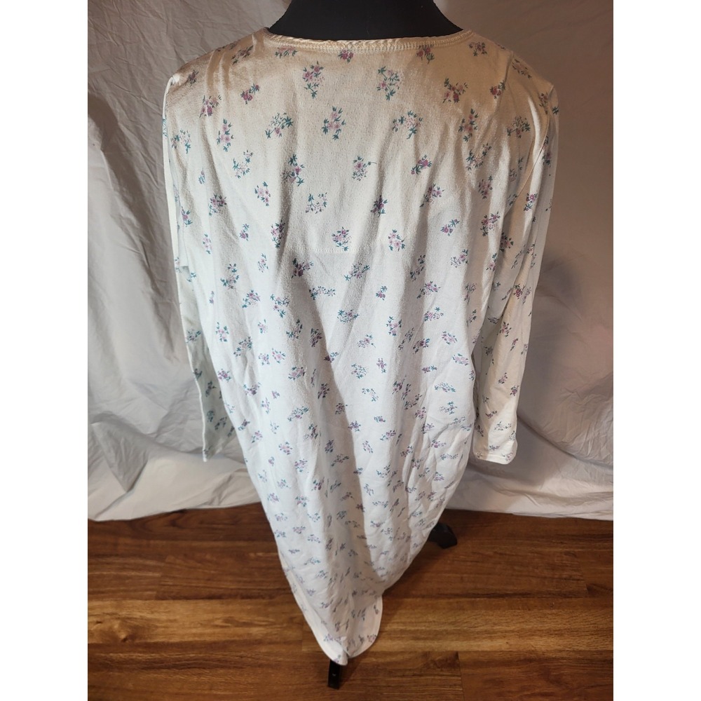 Vintage French Laundry USA White Floral L/S Nightgown Size S - Picture 7 of 7